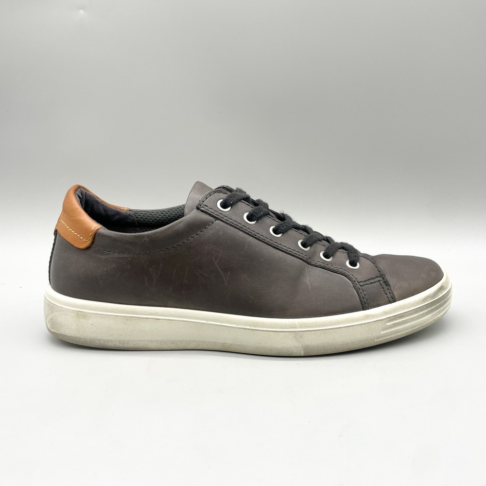 Ecco Mens 9 Soft 7 Sneakers Shoes Brown Leather Lace Up Shoes Casual Comfort